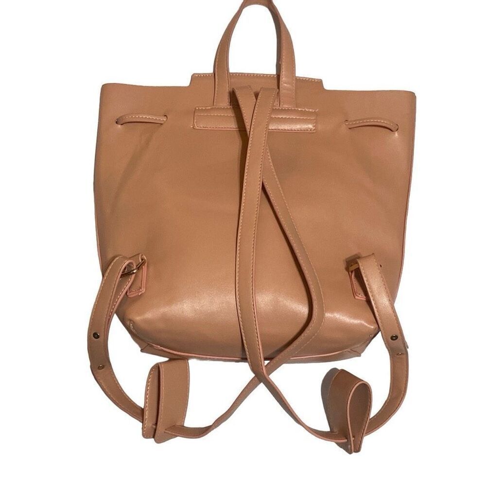 Women’s Backpack Satchel Purse Inside Zipper Pocket Peach Mauve Faux Leather - Picture 3 of 16